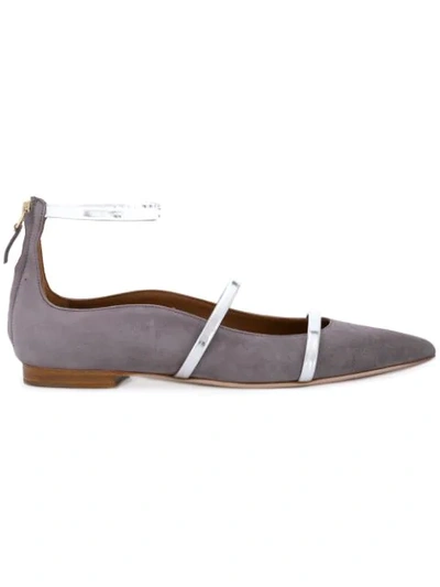 Malone Souliers By Roy Luwolt Contrast Pointed Ballerinas In Grey