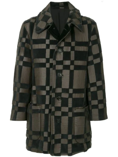 Issey Miyake Vintage Checked Button Coat - Black