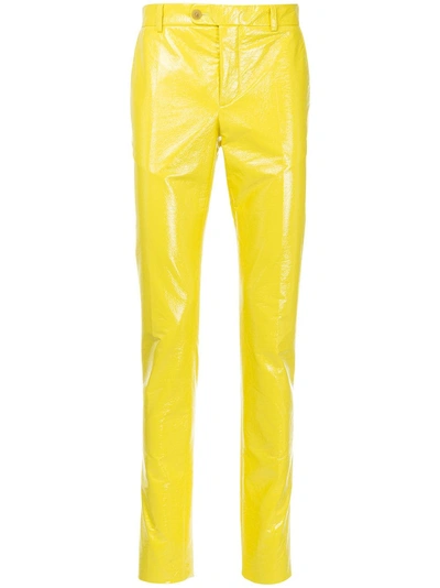 Walter Van Beirendonck Vintage Vinyl Effect Slim Trousers - Yellow In Yellow
