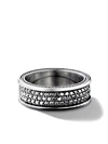 David Yurman Sterling Silver Streamline Three Row Diamond Band Ring In Black Diamond