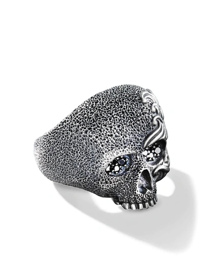 David Yurman Waves Diamond Skull Ring In Ssabd