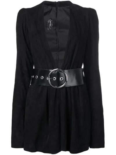 Manokhi Buckled Wrap Mini Dress - Black