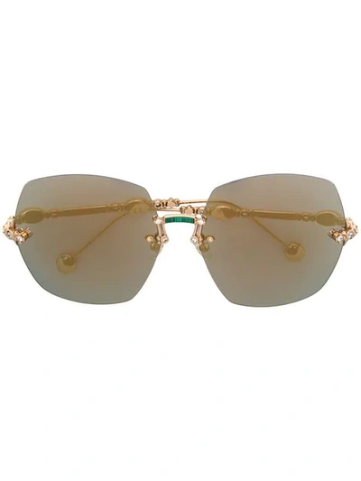 Elie Saab Oversized Sunglasses In Gold
