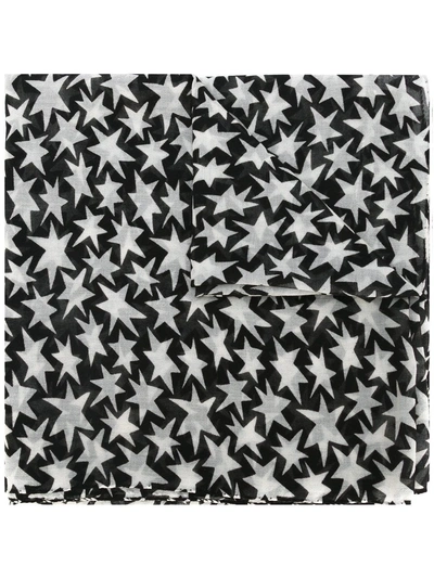 Saint Laurent Star Print Scarf In Black