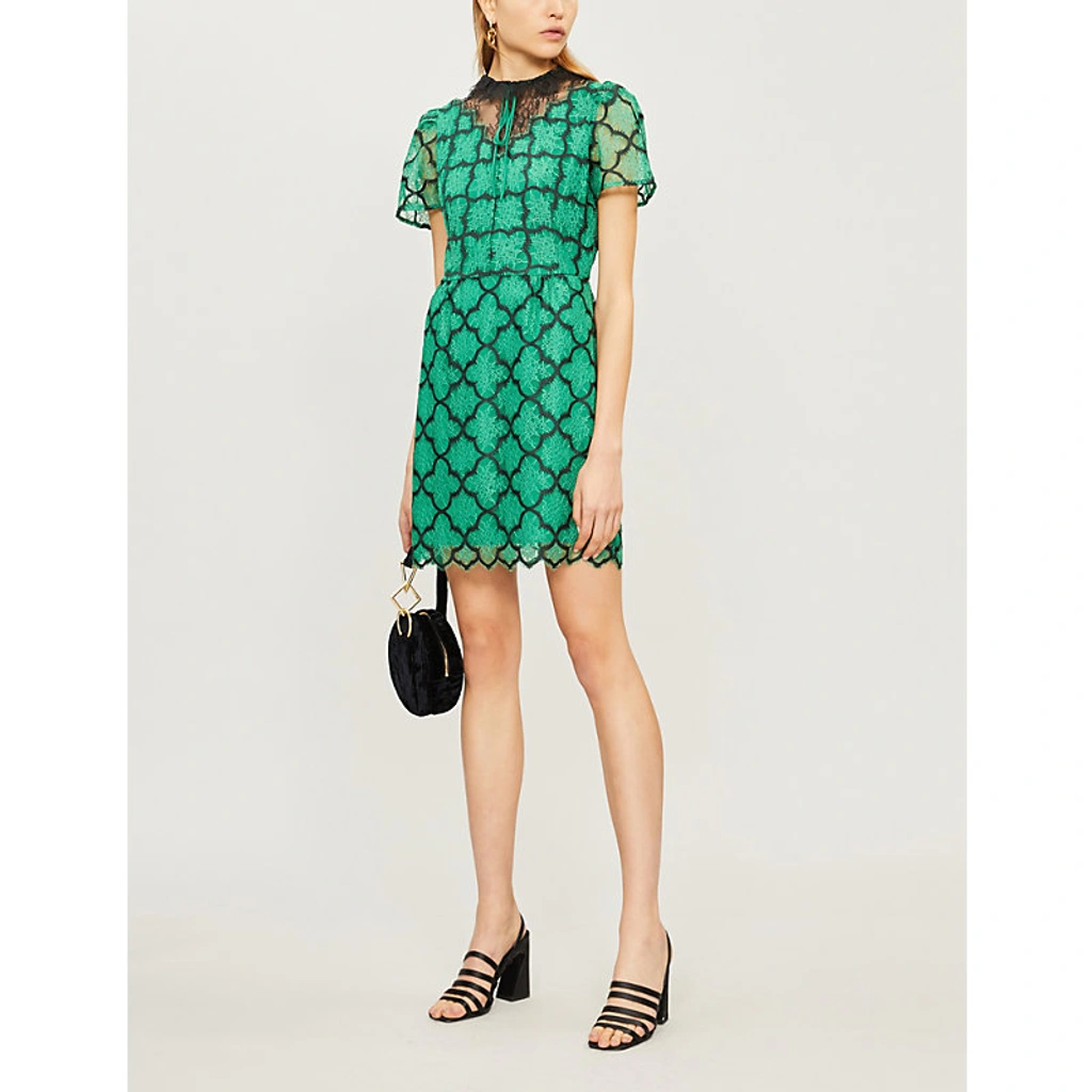 sandro ritta contrast panel floral lace dress Sandro