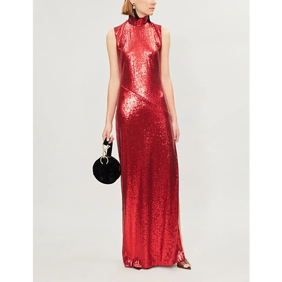 Galvan Galaxy Sequinned Maxi Dress In Red