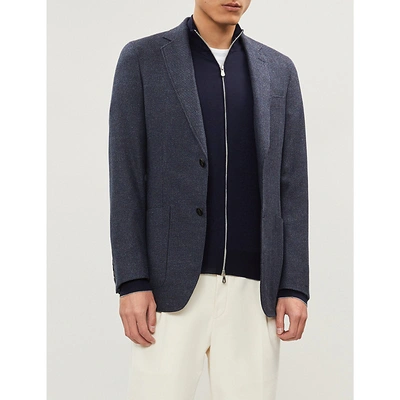 Brunello Cucinelli Zip-up Wool And Cashmere-blend Cardigan In Blue Marine