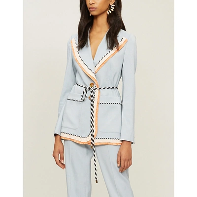 Peter Pilotto Contrast-trim Woven Jacket In Blue