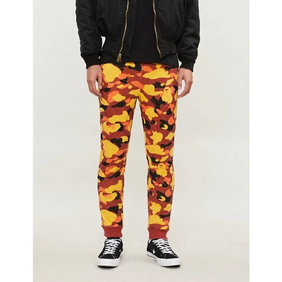 A Bathing Ape Camouflage-print Quilted Stretch-jersey Jogging Bottoms In Orange