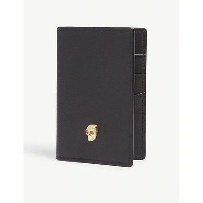 Alexander Mcqueen Leather Bi-fold Card Holder In Black/gold