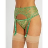 Myla Columbia Road Floral-embroidered Mesh Suspender Belt In Green