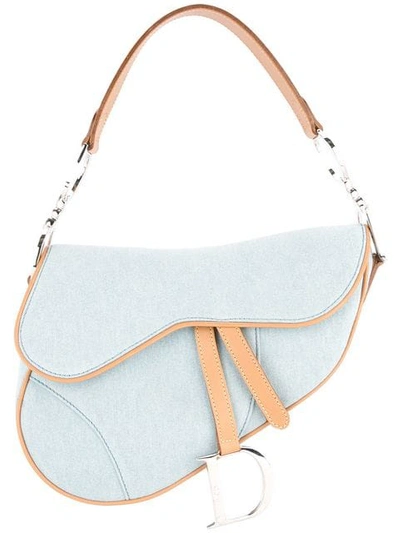 Pre-owned Dior  Denim Saddle Bag In Blue