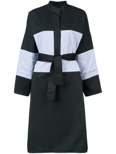 Tome Belted Contrast Shirt Dress In Black