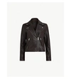 Allsaints Dalby Leather Biker Jacket In Dark Pebble Gr