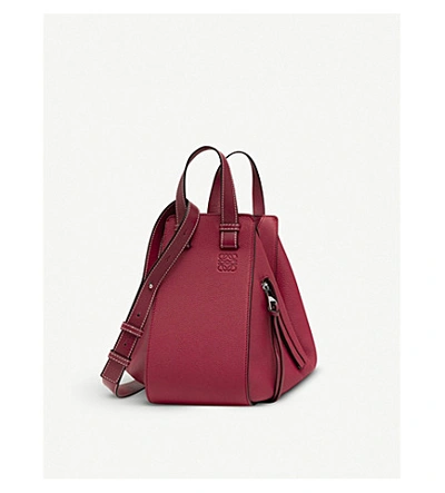 Loewe Hammock Medium Leather Handbag In Raspberry