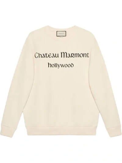 Gucci Oversize Sweatshirt With Chateau Marmont In White