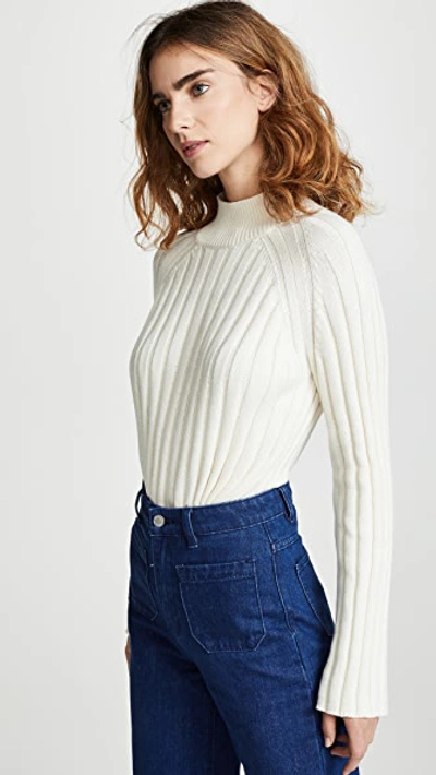 Bop Basics Wide Rib Turtleneck Sweater In Winter White