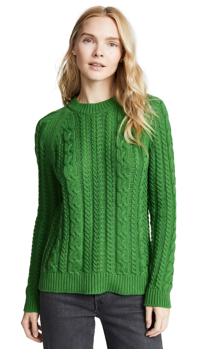 Bop Basics Boxy Cable Knit Sweater In Kelly Green