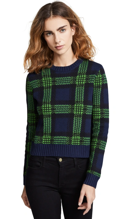 Bop Basics Tartan Plaid Crew Neck Sweater In Navy/green