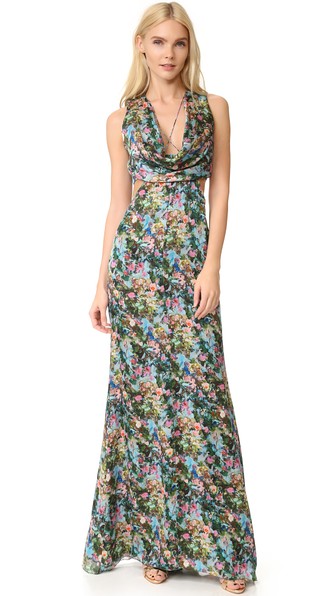 Cushnie Et Ochs Floral Draped Cutout Sleeveless Gown, Multi Pattern In ...