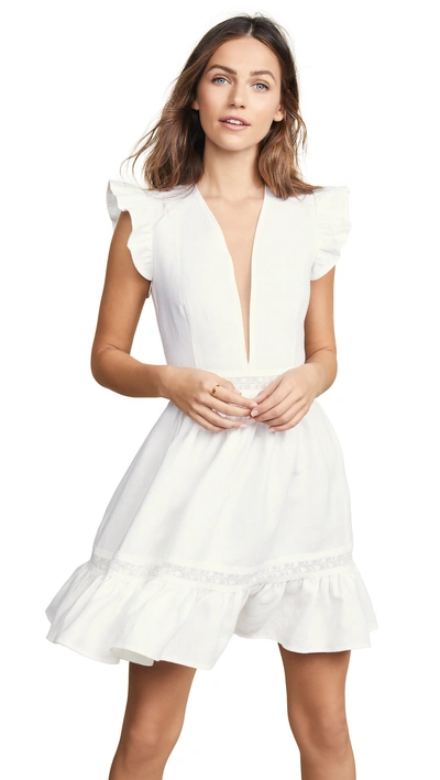 Ewa Herzog Deep V Linen Dress In White