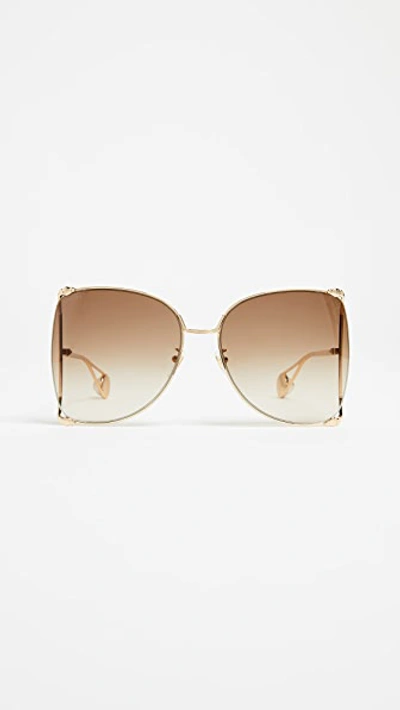 Gucci Cruise Snake Sunglasses In Gold/gradient Brown