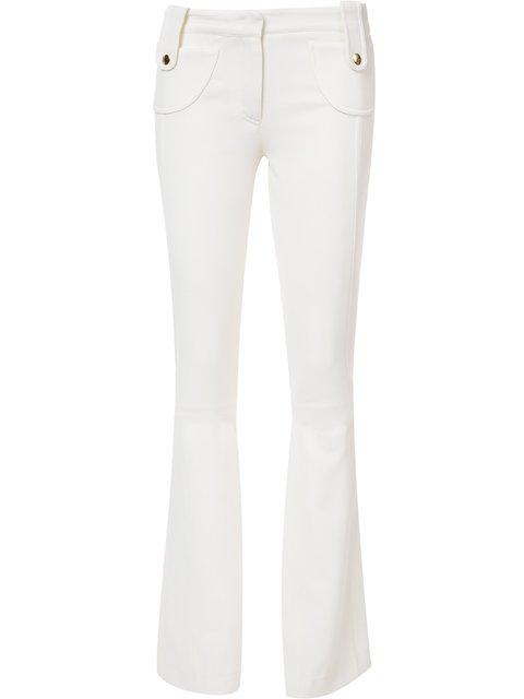 Derek Lam Button-tab Slim Flared Trousers, White | ModeSens