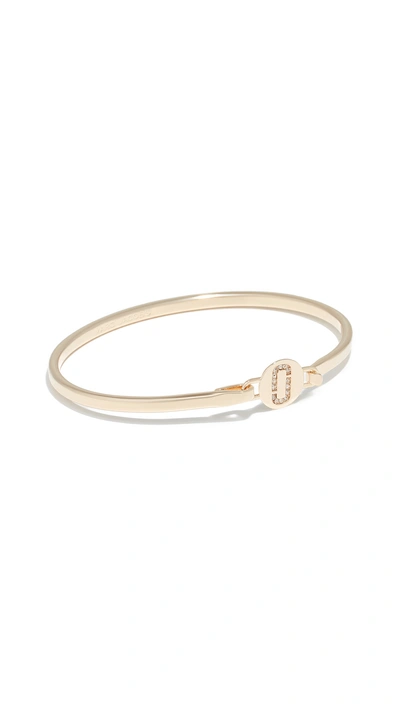 Marc Jacobs Logo Hinge Cuff Bracelet In Crystal/gold