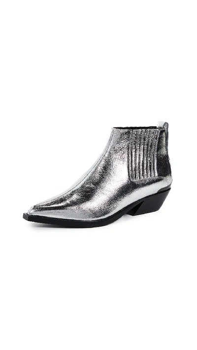 Rag & Bone Westin Metal-trimmed Metallic Textured-leather Ankle Boots