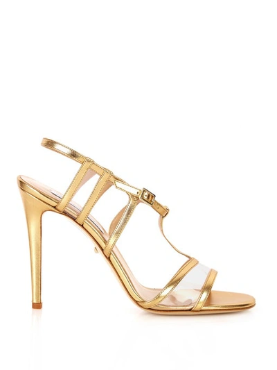 Diane Von Furstenberg Viola Too Metallic Leather T-strap Sandals In Gold