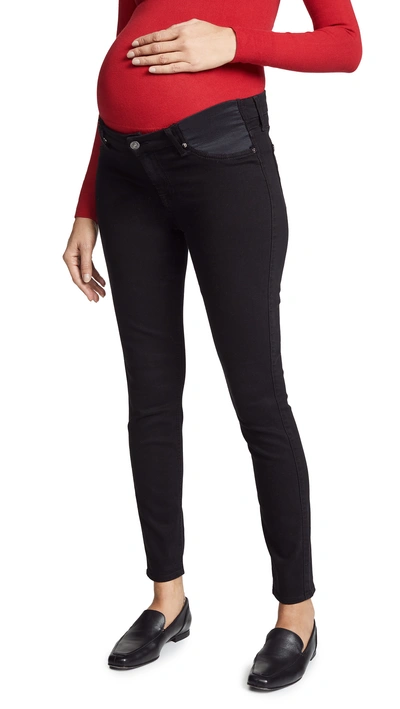 7 For All Mankind The Ankle Skinny Maternity Jeans In B(air) Black