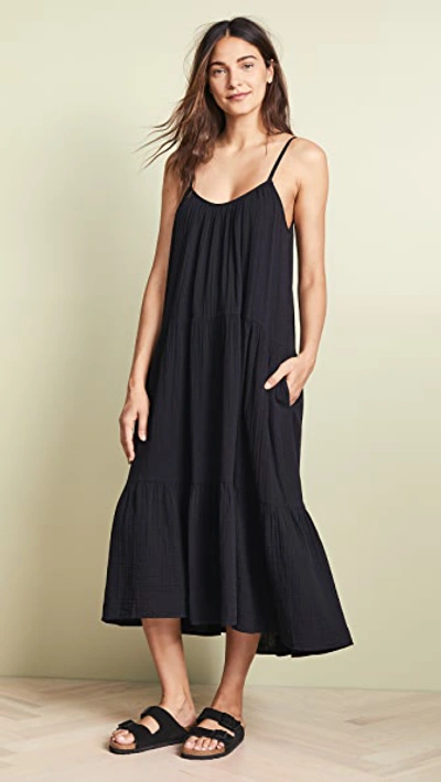 Xirena Ali Cotton Gauze Midi Dress In Black