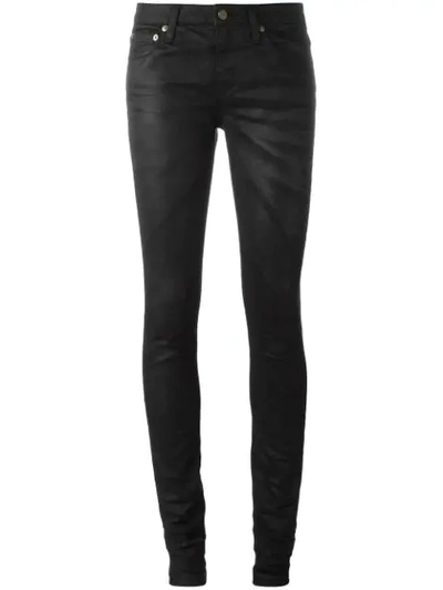 Saint Laurent Coated Skinny Jeans - Black