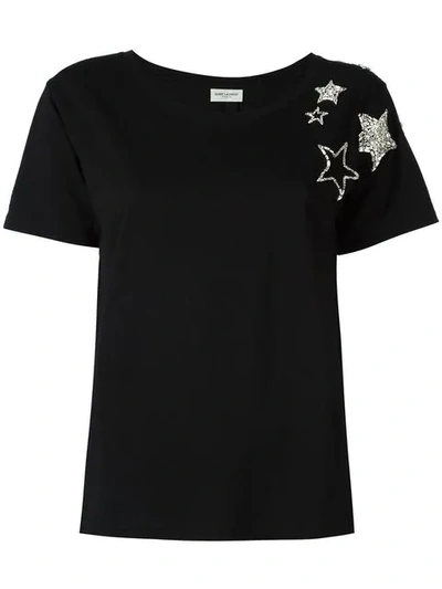 Saint Laurent Star Embellished T In Black
