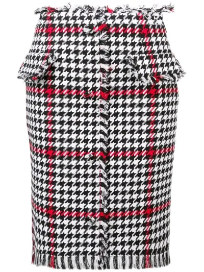 Msgm Cotton Blend Tweed Pencil Skirt In Black