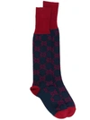 Gucci Gg Supreme Logo Cotton Blend Socks In Blue