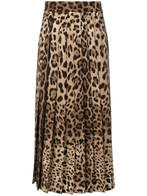 Dolce & Gabbana Leopard-print High-rise Wool-blend Midi Skirt In Brown ...