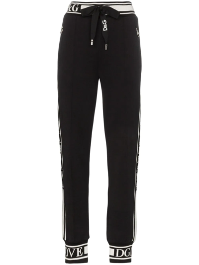 Dolce & Gabbana Love Is Love Velvet Track Pants In Black