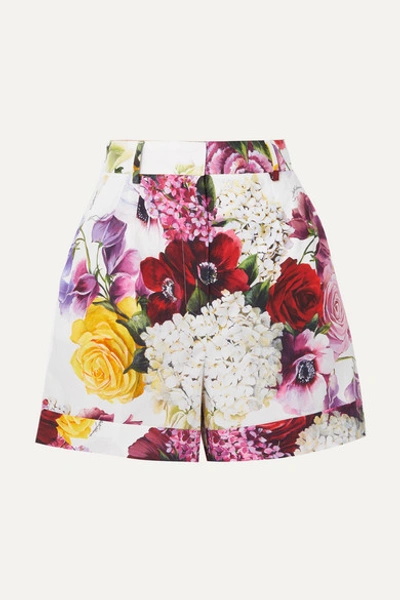 Dolce & Gabbana Multicolor Poplin Ortensia Shorts In Floral Print