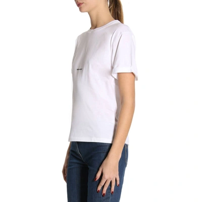 Saint Laurent Logo Print T-shirt In White