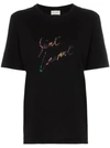 Saint Laurent Printed Cotton-jersey T-shirt In 1068 Black