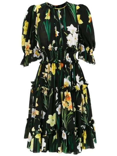 Dolce & Gabbana Daffodil-print Silk Crepe De Chine Dress In Floral Print