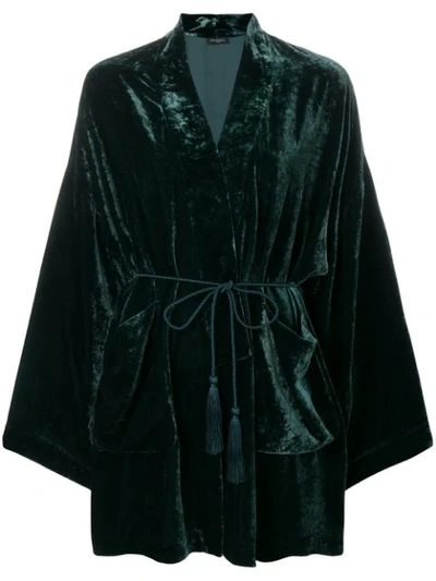 Antonelli Rope Belt Velour Kimono - Green
