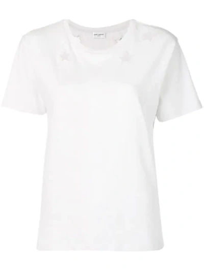 Saint Laurent Cut-out Star-detail T-shirt In White