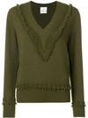 Barrie Embroidered V-neck Pullover In Green