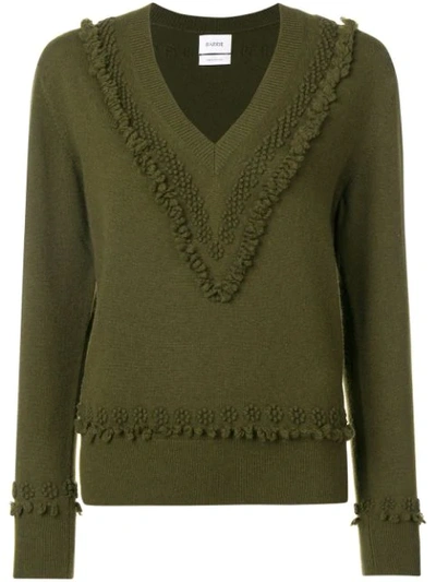 Barrie Embroidered V-neck Pullover In Green
