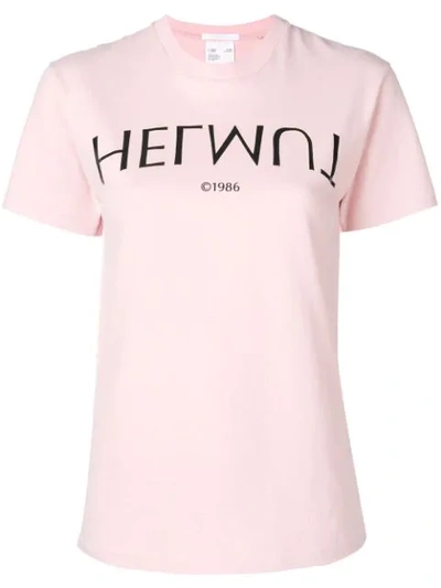 Helmut Lang Logo Hack Cotton Crewneck Tee In Pink