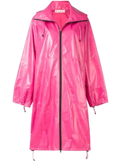 Marni Hooded Zipped Raincoat - Pink