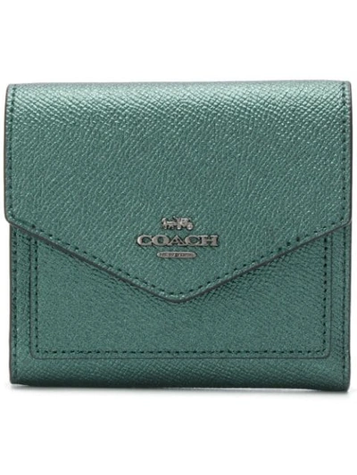 Coach Foldover Small Wallet In Green