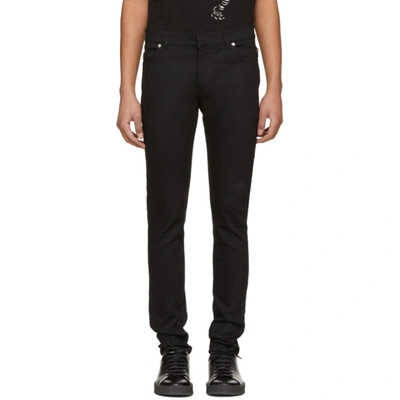 Balmain Black Six-pocket Distressed Biker Jeans